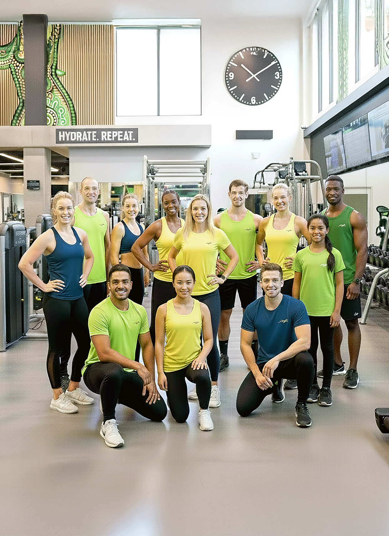 Happy fitness team at Australian gym